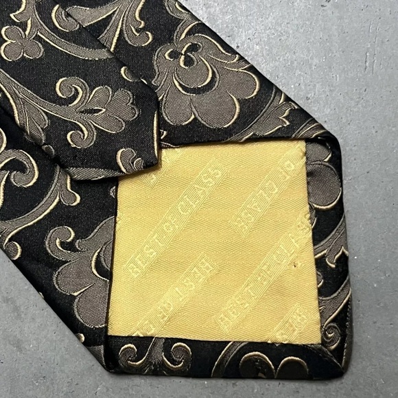 ROBERT TALBOTT Best of Class Nordstrom Silk Necktie Designer Floral Black & Gold - Picture 4 of 8